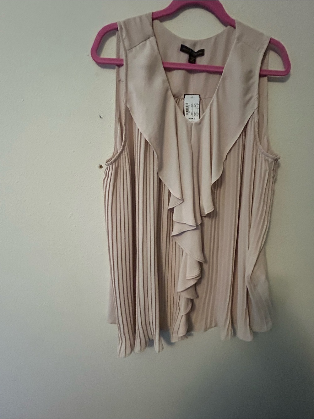 Jennie and Martis NWT Women's Sleeveless Ruffle Pleated Blouse - Cream
